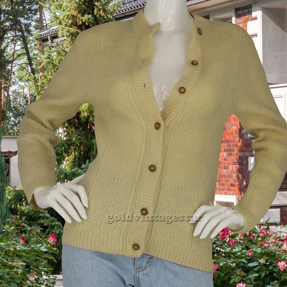 Vintage Old Colony Wool Knit Cream Cardigan Sweater XS